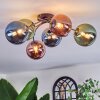 Chehalis lampa sufitowa, kula świetlna 56 cm niebeieski, zielony, miedziany, 6-punktowe