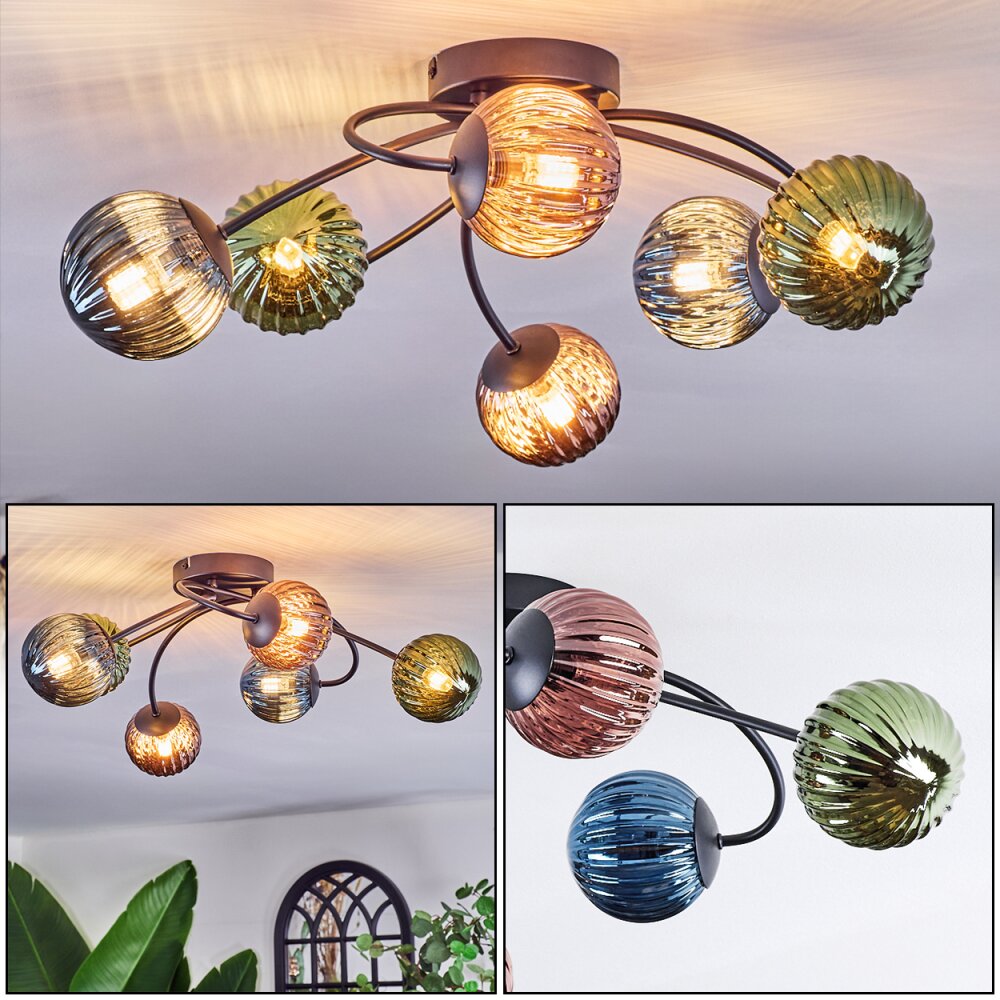 Chehalis Lampa sufitowa, Kula świetlna 56 cm Niebeieski, Zielony, W kolorze miedzi, 6-punktowe main product photo