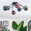 Chehalis lampa sufitowa, kula świetlna 56 cm niebeieski, zielony, miedziany, 6-punktowe
