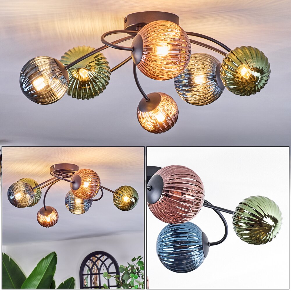 Chehalis Lampa sufitowa, Kula świetlna Niebeieski, Zielony, W kolorze miedzi, 6-punktowe main product photo