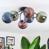 Chehalis lampa sufitowa, kula świetlna 56 cm niebeieski, zielony, miedziany, 6-punktowe