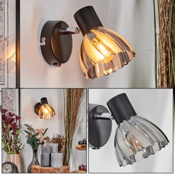 Saire Lampa ścienna, Spot ścienny Chrom, Czarny, 1-punktowy