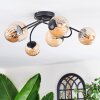 Chehalis lampa sufitowa, kula świetlna 56 cm bursztynowy, 6-punktowe