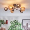 Chehalis lampa sufitowa, kula świetlna 55 cm bursztynowy, przydymiony, 6-punktowe