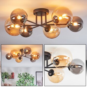 Chehalis lampa sufitowa, kula świetlna 20 cm bursztynowy, przydymiony, 6-punktowe