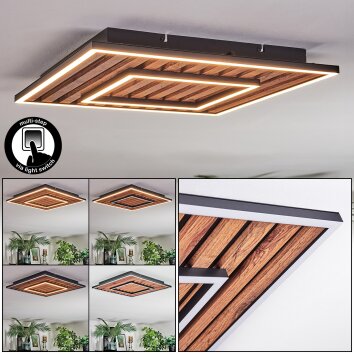 Meron Lampa sufitowa LED Wygląd drewna, Czarny, 1-punktowy