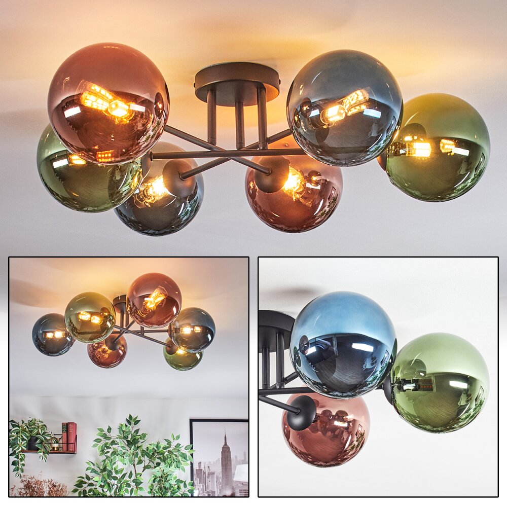 Chehalis Lampa sufitowa, Kula świetlna Niebeieski, Zielony, W kolorze miedzi, 6-punktowe main product photo