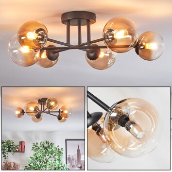 Chehalis lampa sufitowa, kula świetlna 55 cm bursztynowy, przezroczysty, 6-punktowe