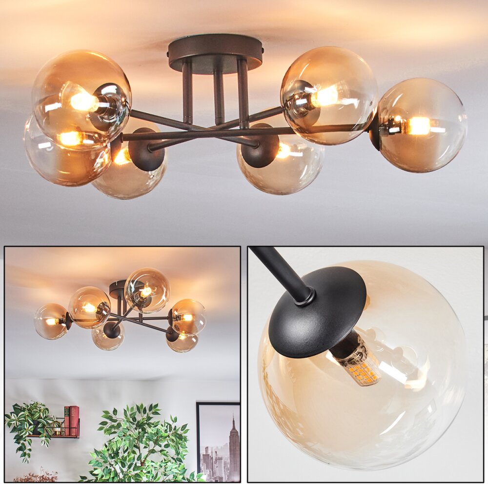 Chehalis Lampa sufitowa, Kula świetlna 55 cm W kolorze bursztynu, Przezroczysty, 6-punktowe main product photo