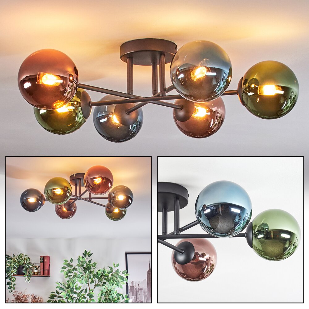 Chehalis Lampa sufitowa, Kula świetlna Niebeieski, Zielony, W kolorze miedzi, 6-punktowe main product photo