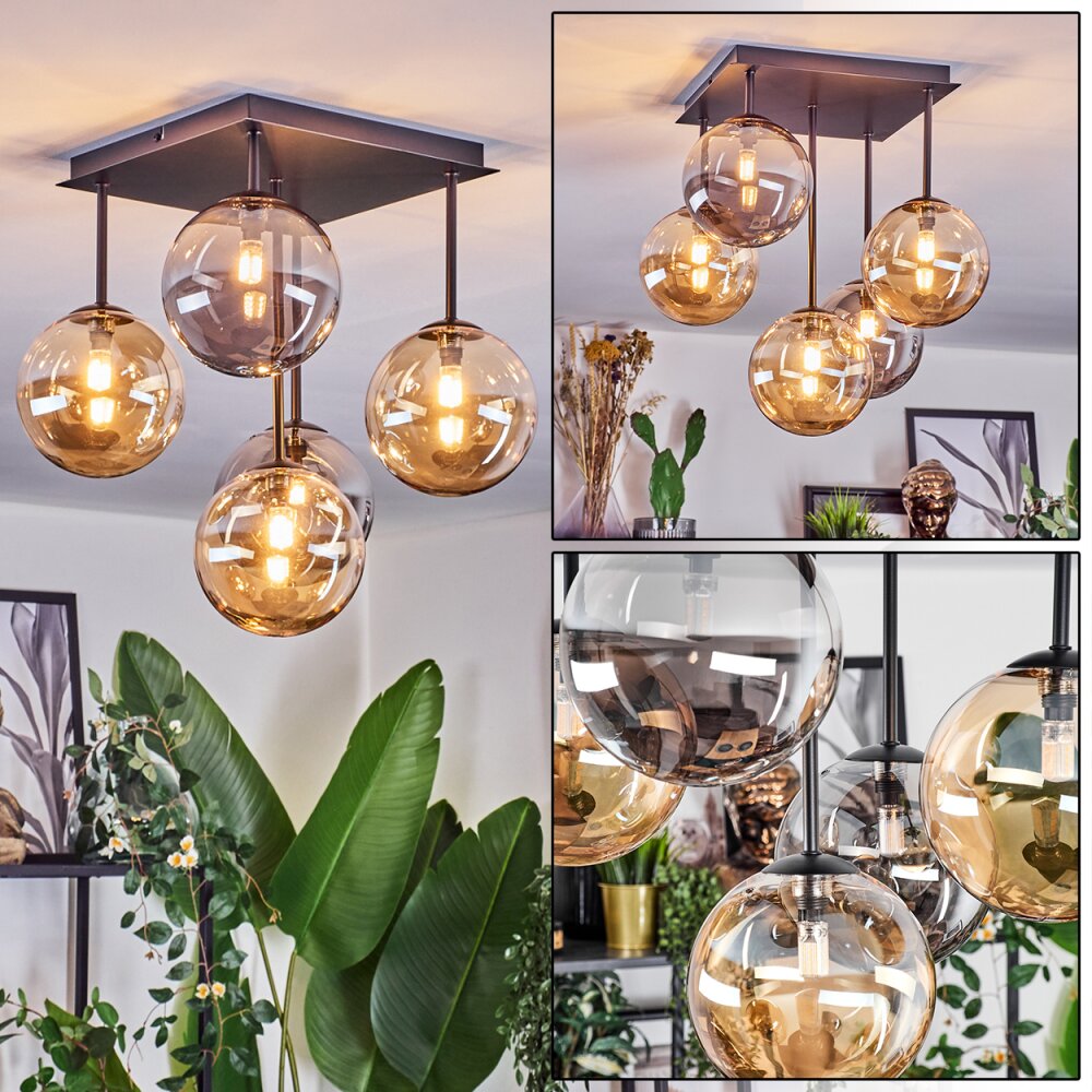 Chehalis Lampa sufitowa, Kula świetlna W kolorze bursztynu, Przydymiony, 5-punktowe main product photo