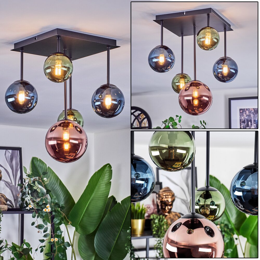 Chehalis Lampa sufitowa, Kula świetlna Niebeieski, Zielony, W kolorze miedzi, 5-punktowe main product photo