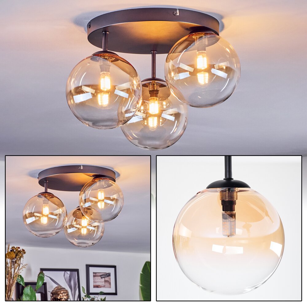 Chehalis Lampa sufitowa, Kula świetlna 34 cm W kolorze bursztynu, Przezroczysty, 3-punktowe main product photo