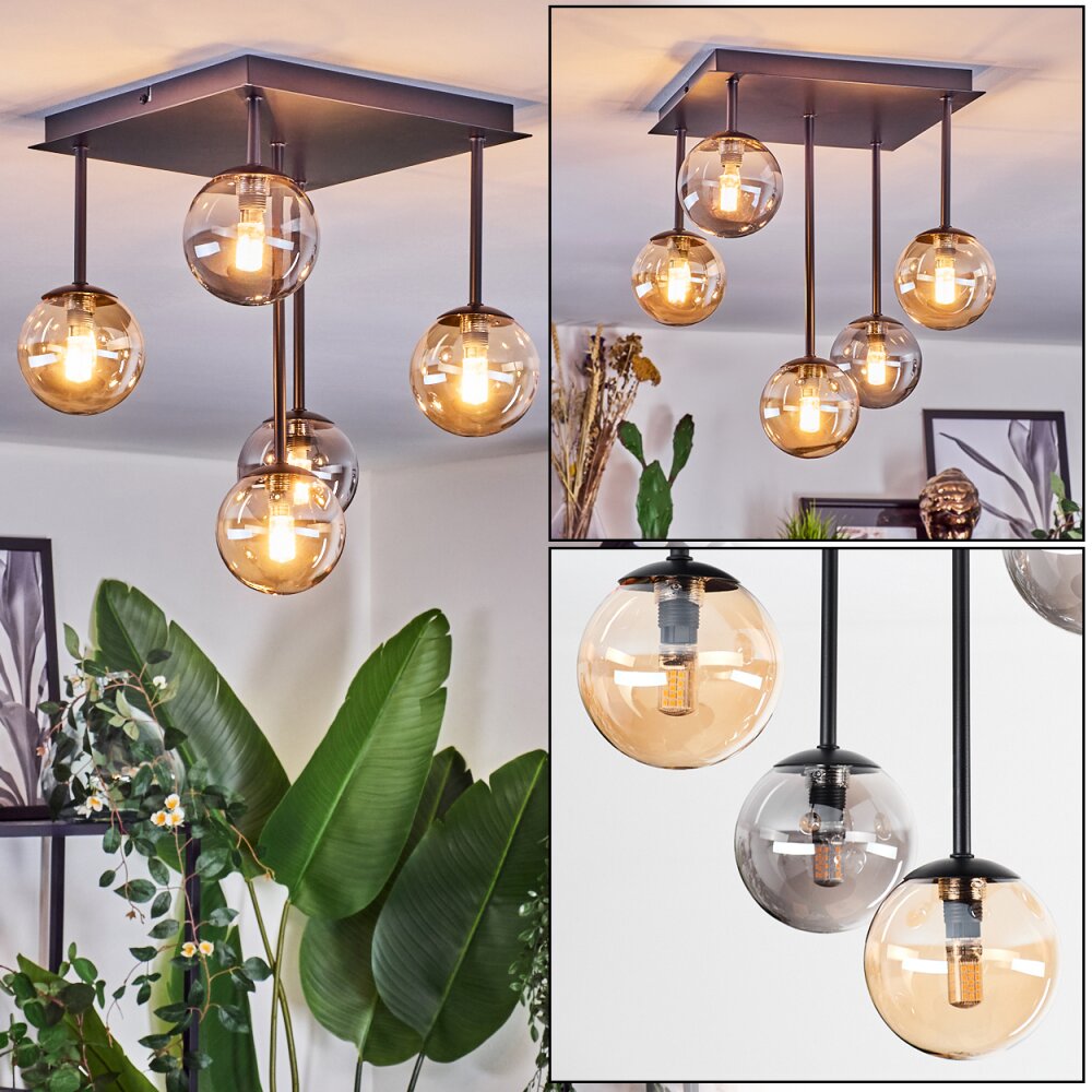 Chehalis Lampa sufitowa, Kula świetlna W kolorze bursztynu, Przydymiony, 5-punktowe main product photo