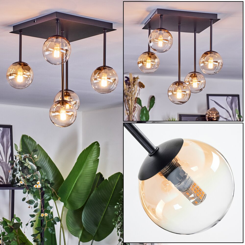 Chehalis Lampa sufitowa, Kula świetlna W kolorze bursztynu, Przezroczysty, 5-punktowe main product photo