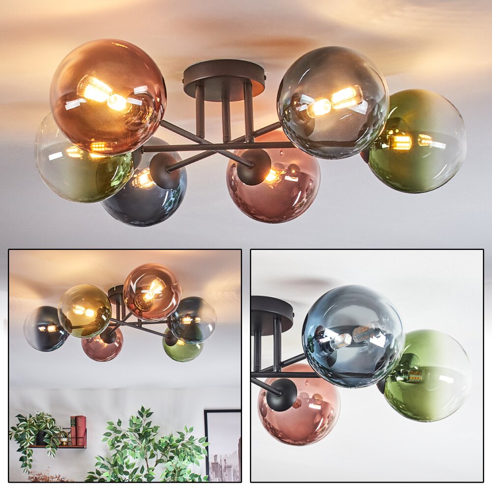 Chehalis Lampa sufitowa, Kula świetlna Niebeieski, Zielony, Przezroczysty, W kolorze miedzi, 6-punktowe main product photo