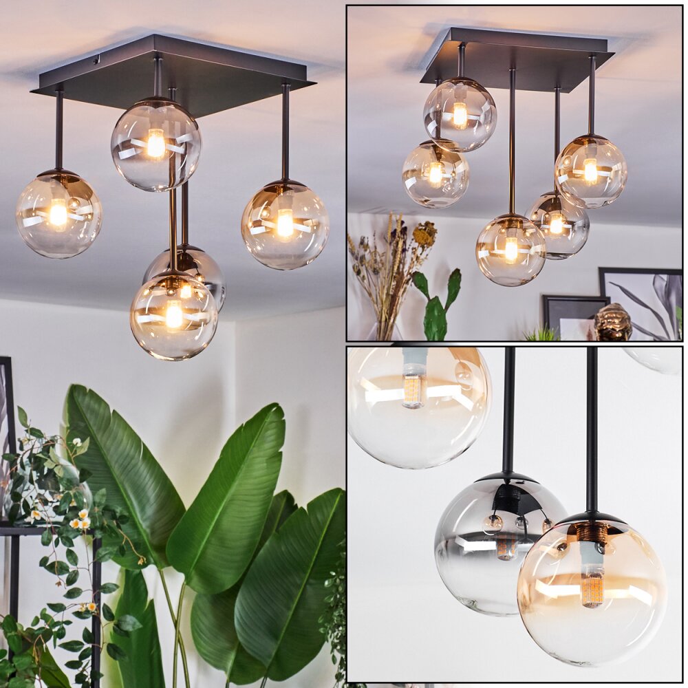 Chehalis Lampa sufitowa, Kula świetlna W kolorze bursztynu, Przezroczysty, Przydymiony, 5-punktowe main product photo