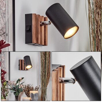 Javel kinkiet, spot ścienny chrom, kolory naturalne, czarny, 1-punktowy