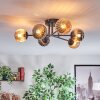 Chehalis lampa sufitowa, kula świetlna 55 cm bursztynowy, przydymiony, 6-punktowe