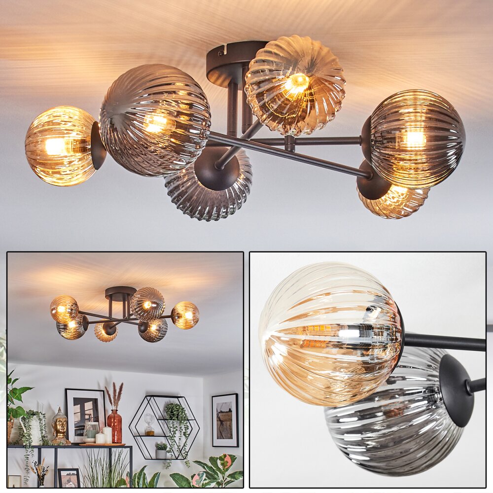 Chehalis Lampa sufitowa, Kula świetlna 55 cm W kolorze bursztynu, Przydymiony, 6-punktowe main product photo