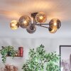Chehalis lampa sufitowa, kula świetlna 55 cm bursztynowy, przydymiony, 6-punktowe