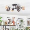 Chehalis lampa sufitowa, kula świetlna 55 cm bursztynowy, przydymiony, 6-punktowe