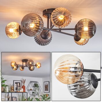 Chehalis Lampa sufitowa, Kula świetlna 55 cm W kolorze bursztynu, Przydymiony, 6-punktowe Chehalis Lampa sufitowa, Kula świetlna 55 cm W kolorze bursztynu, Przydymiony, 6-punktowe