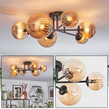 Chehalis Lampa sufitowa, Kula świetlna 60 cm W kolorze bursztynu, 6-punktowe