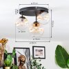 Chehalis lampa sufitowa, kula świetlna 30 cm bursztynowy, przezroczysty, 3-punktowe