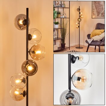 Koyoto kula świetlna, lampa stojąca 32 cm bursztynowy, przezroczysty, przydymiony, 6-punktowe