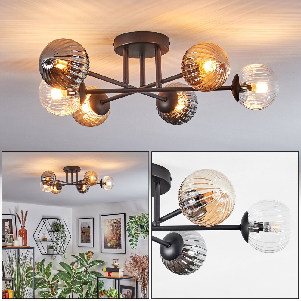 Chehalis Lampa sufitowa, Kula świetlna 51 cm W kolorze bursztynu, Przezroczysty, Przydymiony, 6-punktowe main product photo