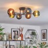Chehalis lampa sufitowa, kula świetlna 55 cm niebeieski, zielony, miedziany, 6-punktowe