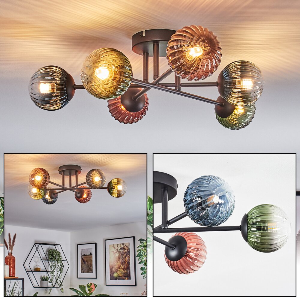 Chehalis Lampa sufitowa, Kula świetlna 51 cm Niebeieski, Zielony, Przezroczysty, W kolorze miedzi, 6-punktowe main product photo