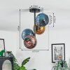 Koyoto lampa sufitowa, kula świetlna 31 cm niebeieski, złoty, miedziany, 4-punktowe