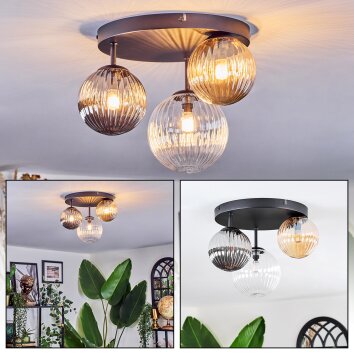 Chehalis Lampa sufitowa, Kula świetlna 30 cm W kolorze bursztynu, Przezroczysty, Przydymiony, 3-punktowe Chehalis Lampa sufitowa, Kula świetlna 30 cm W kolorze bursztynu, Przezroczysty, Przydymiony, 3-punktowe