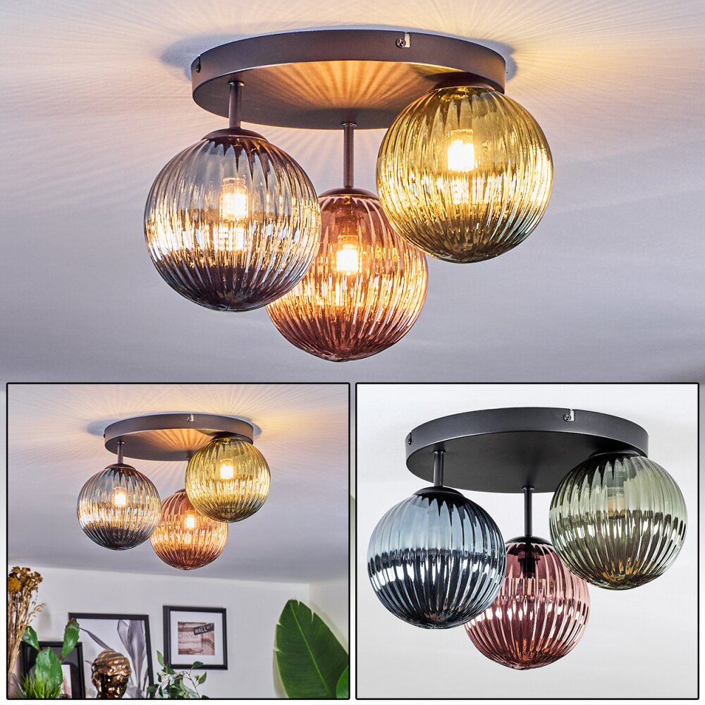 Chehalis Lampa sufitowa, Kula świetlna 33.5 cm Niebeieski, Zielony, W kolorze miedzi, 3-punktowe main product photo