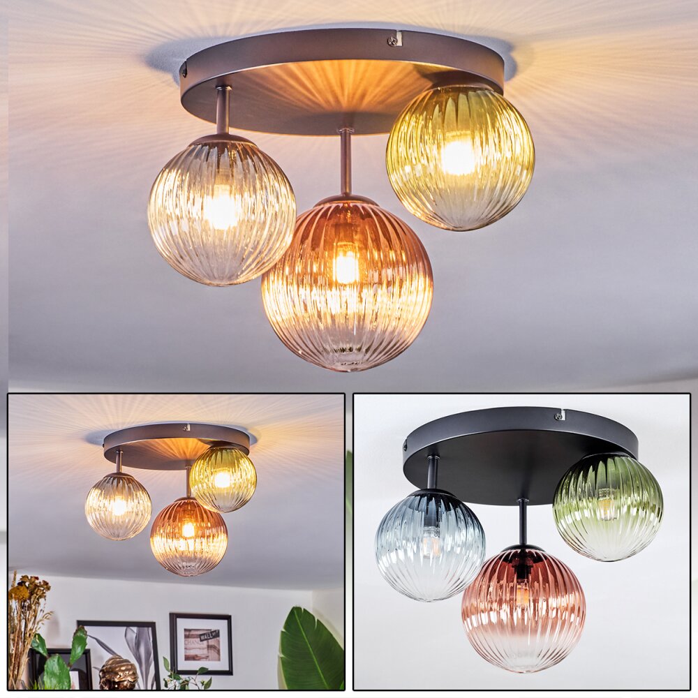 Chehalis Lampa sufitowa, Kula świetlna 30.5 cm Niebeieski, Zielony, Przezroczysty, W kolorze miedzi, 3-punktowe main product photo