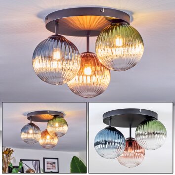 Chehalis Lampa sufitowa, Kula świetlna 33.5 cm Niebeieski, Zielony, Przezroczysty, W kolorze miedzi, 3-punktowe