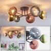 Chehalis lampa sufitowa, kula świetlna 60 cm niebeieski, zielony, przezroczysty, miedziany, 6-punktowe