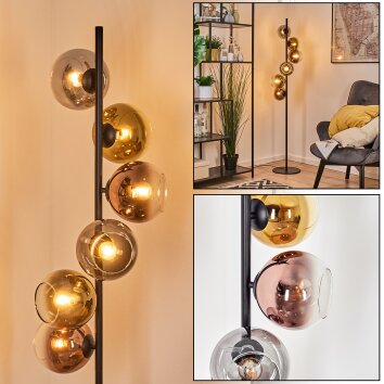 Koyoto kula świetlna, lampa stojąca 32 cm złoty, przezroczysty, miedziany, przydymiony, 6-punktowe