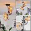 Koyoto lampa sufitowa, kula świetlna 31 cm bursztynowy, przezroczysty, przydymiony, 4-punktowe