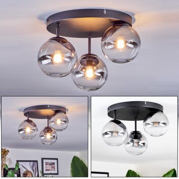 Chehalis lampa sufitowa, kula świetlna 30.5 cm przezroczysty, przydymiony, 3-punktowe