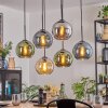 Ripoll Lampa wisząca, Kula świetlna, Lampa wisząca W kolorze bursztynu, Niebeieski, Chrom, Zielony, Przydymiony, 6-punktowe