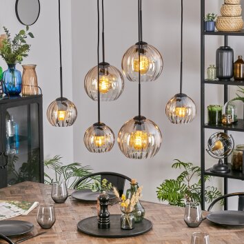 Koyoto lampa wisząca, kula świetlna, lampa wisząca bursztynowy, przezroczysty, 6-punktowe