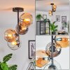 Koyoto lampa sufitowa, kula świetlna 31 cm bursztynowy, chrom, przezroczysty, przydymiony, 4-punktowe
