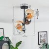Koyoto lampa sufitowa, kula świetlna 31 cm bursztynowy, chrom, przezroczysty, przydymiony, 4-punktowe