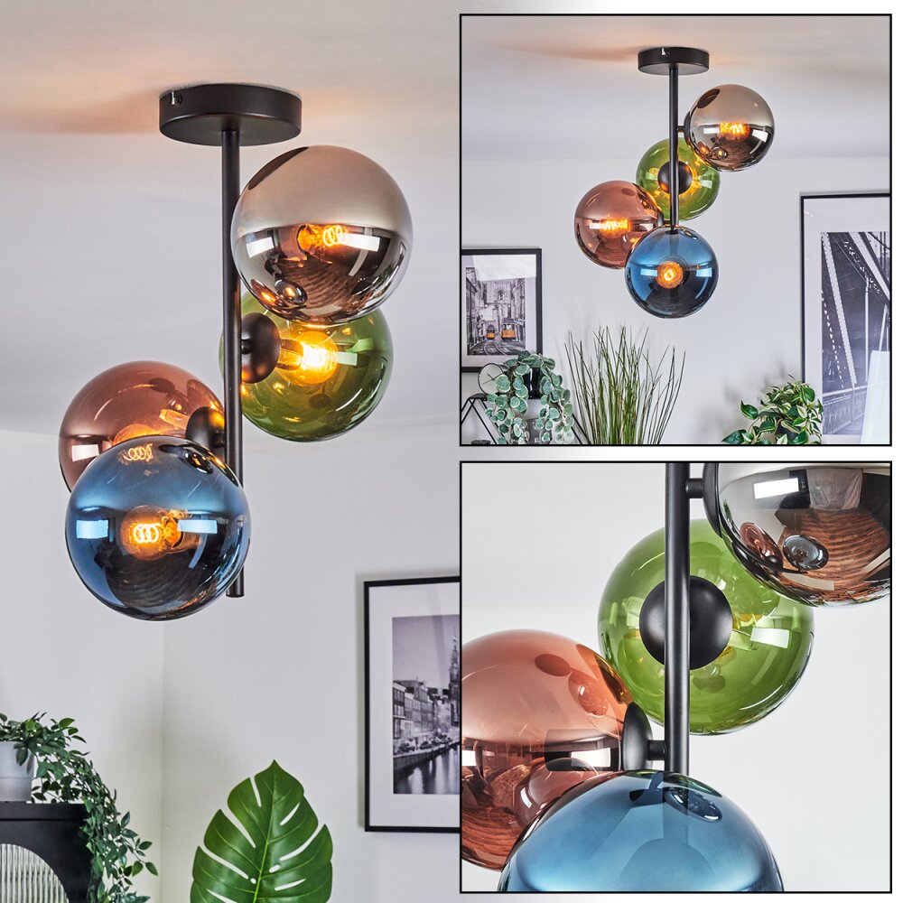 Gastor Lampa sufitowa, Kula świetlna 32 cm Niebeieski, Chrom, Zielony, W kolorze miedzi, Przydymiony, 4-punktowe main product photo