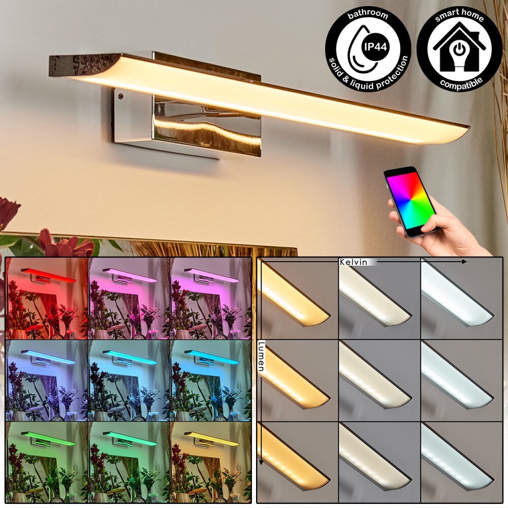 Banek Lampa oświetlająca lustro, Lampa ścienna LED Chrom, 1-punktowy, Zmieniacz kolorów main product photo