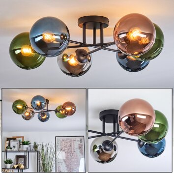 Gastor lampa sufitowa, kula świetlna 62 cm niebeieski, chrom, zielony, miedziany, przydymiony, 6-punktowe