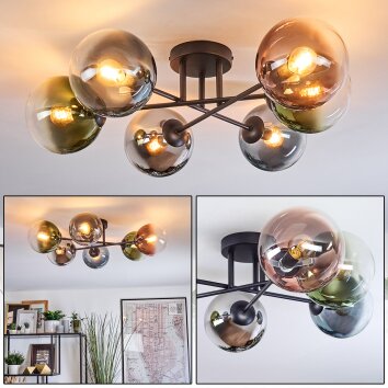 Gastor lampa sufitowa, kula świetlna 62 cm niebeieski, chrom, zielony, przezroczysty, miedziany, przydymiony, 6-punktowe